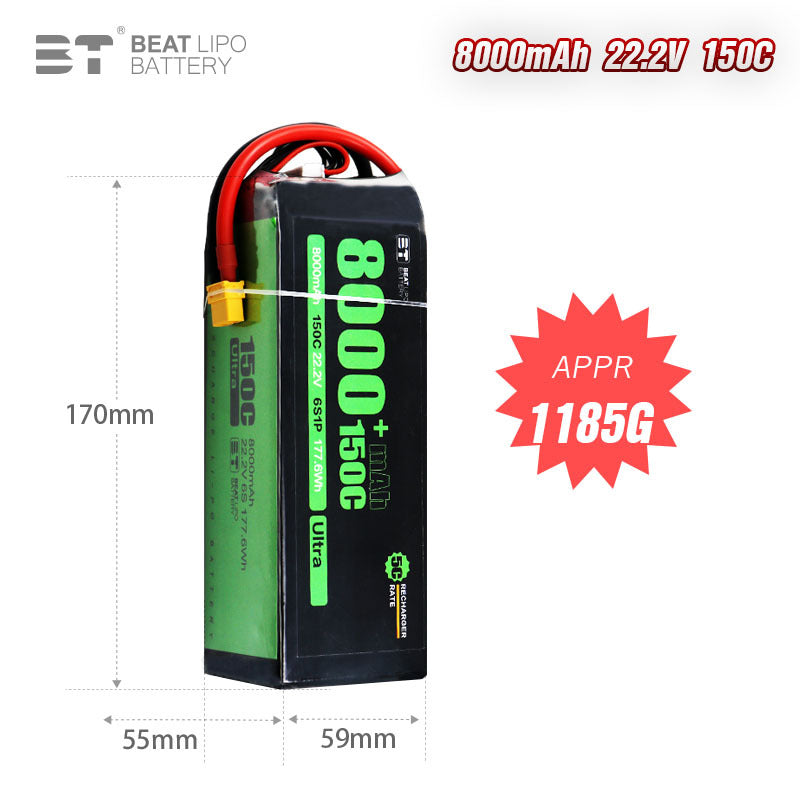 8000mAh  6S  22.2V /150C/
